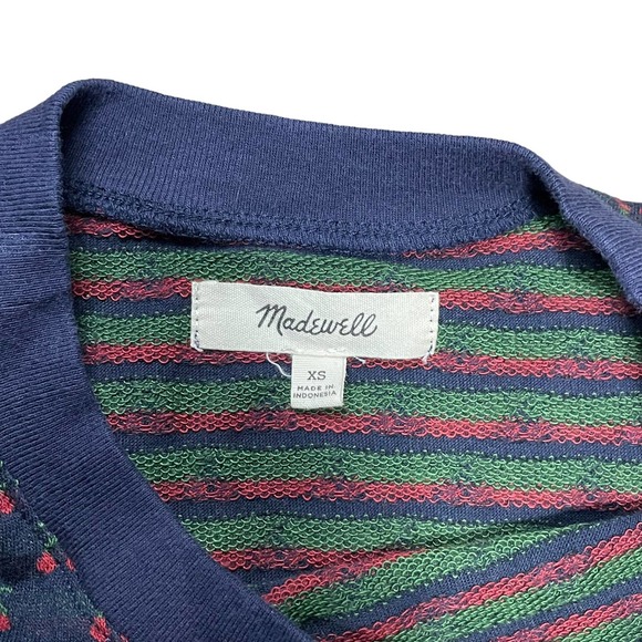 Madewell Cherry Jacquard Boxy Cropped Tee Shirt Navy Blue Women's Size XS - Picture 2 of 9